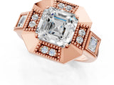 Rose gold Milgrain Asscher Cut Diamond Halo Split Shank Ring_9