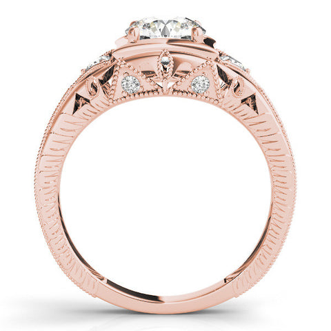 Rose gold Milgrain Bezel Round-Cut Filigree Engagement Ring 2