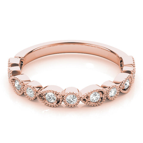 Rose gold Milgrain Bezel Set Pear and Round Diamond Eternity Band 1
