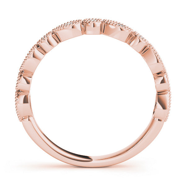Rose gold Milgrain Bezel Set Pear and Round Diamond Eternity Band 2