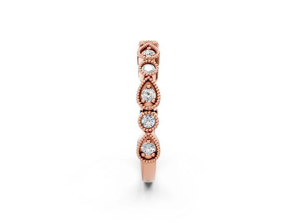 Rose gold Milgrain Bezel Set Pear and Round Diamond Eternity Band