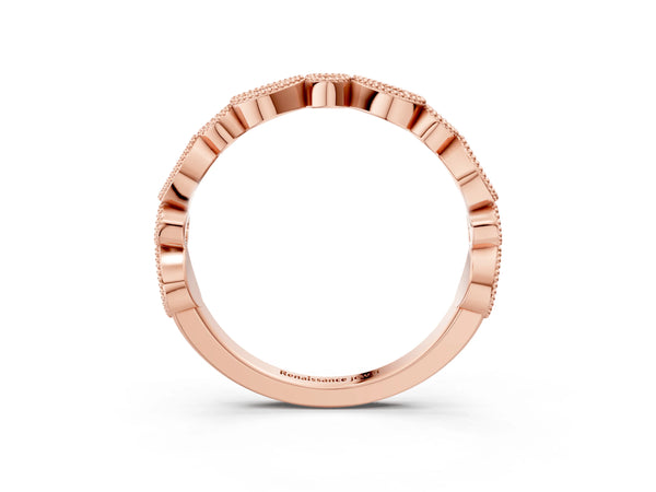 Rose gold Milgrain Bezel Set Pear and Round Diamond Eternity Band