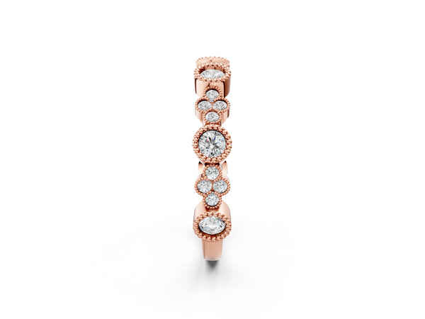 Rose gold Milgrain Bezel Set Round Diamond Cluster Eternity Band