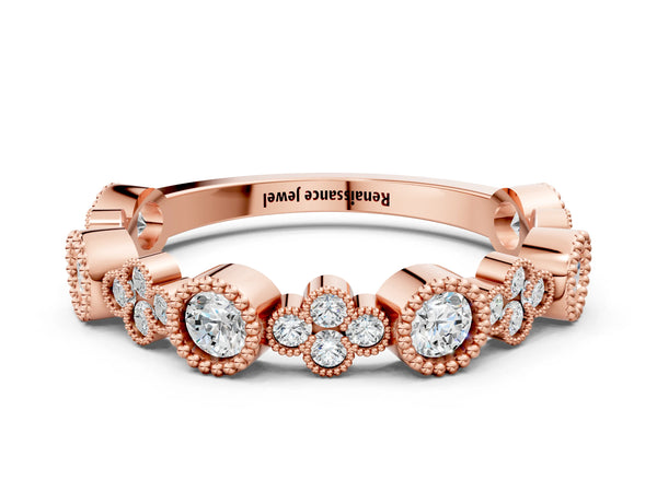 Rose gold Milgrain Bezel Set Round Diamond Cluster Eternity Band