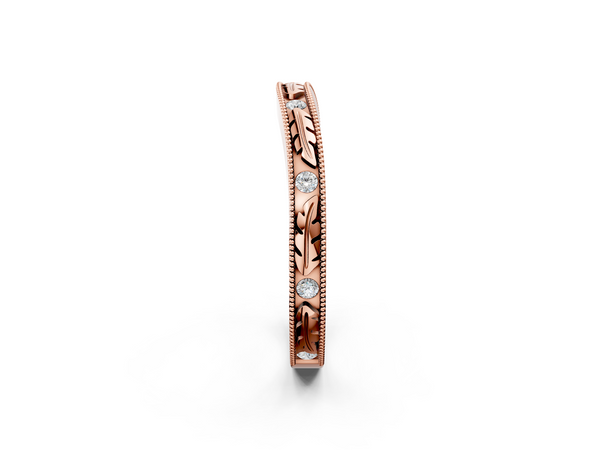 Rose gold Milgrain Bezel Set Round Diamond Eternity Band