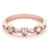Rose gold Milgrain Bezel Set Round and Marquise Diamond Half Eternity Band 1