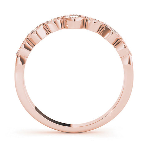 Rose gold Milgrain Bezel Set Round and Marquise Diamond Half Eternity Band 2