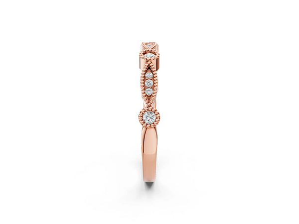 Rose gold Milgrain Bezel and Marquise Diamond Band