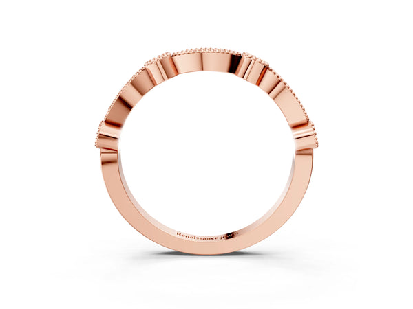 Rose gold Milgrain Bezel and Marquise Diamond Band