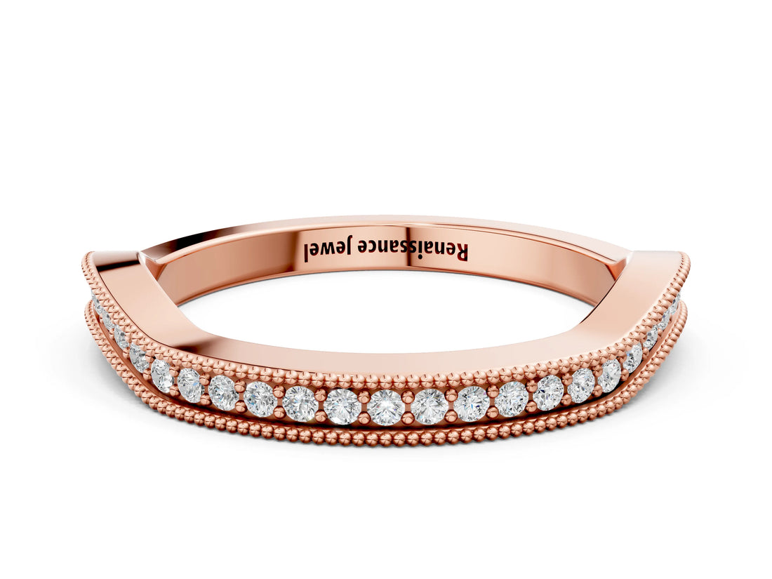Rose gold Milgrain Channel-Set Round Diamond Contour Band_16