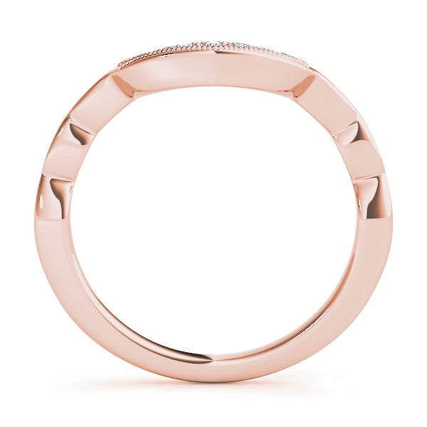 Rose gold Milgrain Curved Diamond Pavé Band with Round Stones 1