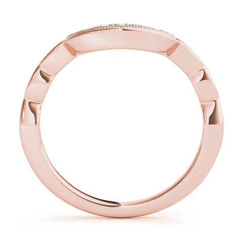 Rose gold Milgrain Curved Diamond Pavé Band with Round Stones 1