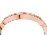 Rose gold Milgrain Curved Diamond Pavé Band with Round Stones_8