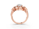 Rose gold Milgrain Cushion Cut Diamond Halo Split Shank Ring_11
