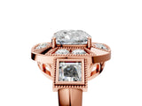 Rose gold Milgrain Cushion Cut Diamond Halo Split Shank Ring_13