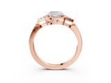 Rose gold Milgrain Cushion Cut Diamond Ring with Tapered Pave Band and Four Prong Setting_6