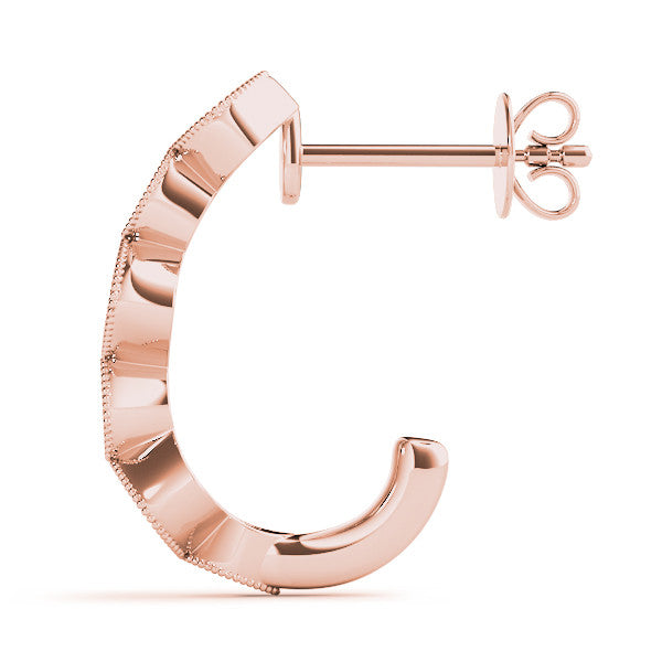 Rose gold Milgrain Cushion and Marquise Diamond Hoop Earrings 3