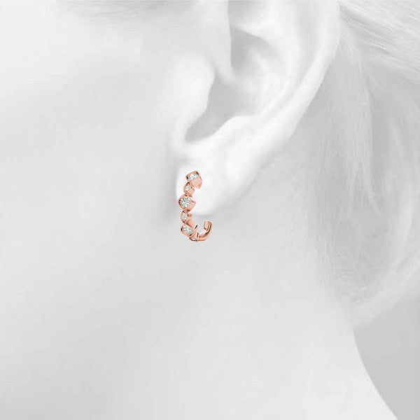 Rose gold Milgrain Cushion and Marquise Diamond Hoop Earrings 4