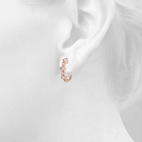 Rose gold Milgrain Cushion and Marquise Diamond Hoop Earrings 4