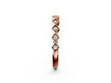 Rose gold Milgrain Diamond Geometric Stackable Band with Round Cut Stones and Bezel Setting_6