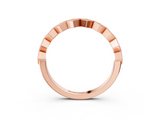 Rose gold Milgrain Diamond Geometric Stackable Band with Round Cut Stones and Bezel Setting_7