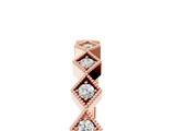 Rose gold Milgrain Diamond Geometric Stackable Band with Round Cut Stones and Bezel Setting_9