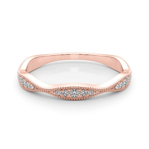 Rose gold Milgrain Diamond Marquise Curved Band with Pavé Setting 1