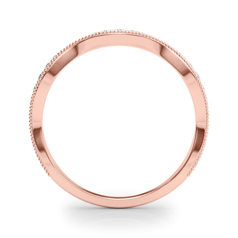 Rose gold Milgrain Diamond Marquise Curved Band with Pavé Setting 2