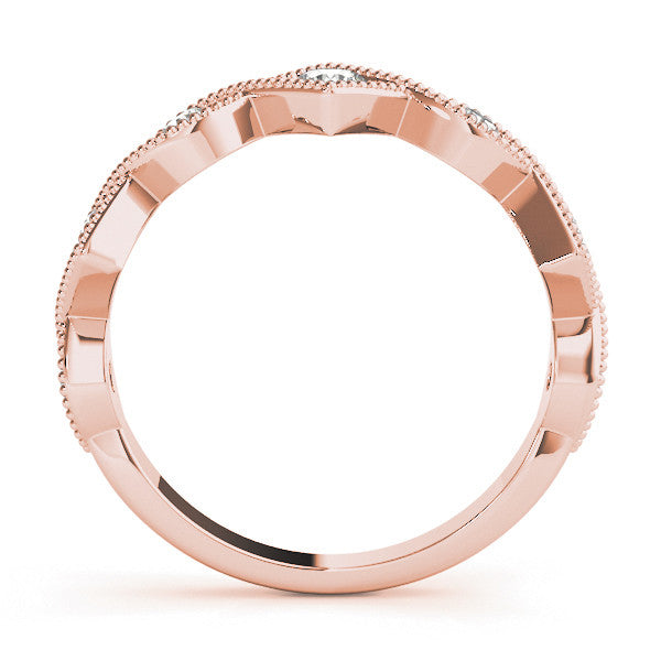Rose gold Milgrain Diamond Marquise and Square Band with Bezel Setting 2