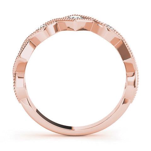 Rose gold Milgrain Diamond Marquise and Square Band with Bezel Setting 2