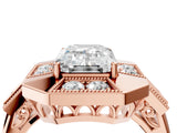 Rose gold Milgrain Emerald Cut Diamond Halo Split Shank Ring_12