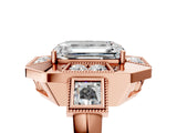 Rose gold Milgrain Emerald Cut Diamond Halo Split Shank Ring_13