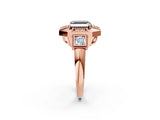 Rose gold Milgrain Fancy Black Asscher Cut Diamond Halo Split Shank Ring_2