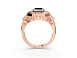 Rose gold Milgrain Fancy Black Asscher Cut Diamond Halo Split Shank Ring_3