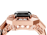 Rose gold Milgrain Fancy Black Asscher Cut Diamond Halo Split Shank Ring_4