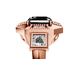 Rose gold Milgrain Fancy Black Asscher Cut Diamond Halo Split Shank Ring_5