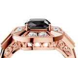 Rose gold Milgrain Fancy Black Cushion Cut Diamond Halo Split Shank Ring_10
