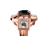 Rose gold Milgrain Fancy Black Cushion Cut Diamond Halo Split Shank Ring_11