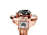 Rose gold Milgrain Fancy Black Heart Cut Diamond Halo Split Shank Ring_5
