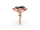 Rose gold Milgrain Fancy Black Marquise Cut Diamond Halo Split Shank Ring_2