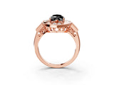 Rose gold Milgrain Fancy Black Marquise Cut Diamond Halo Split Shank Ring_3
