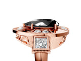 Rose gold Milgrain Fancy Black Pear Cut Diamond Halo Split Shank Ring_5