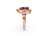 Rose gold Milgrain Fancy Black Pear Cut Diamond Halo Split Shank Ring_8