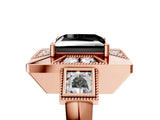 Rose gold Milgrain Fancy Black Princess Cut Diamond Halo Split Shank Ring_11