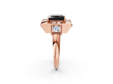 Rose gold Milgrain Fancy Black Princess Cut Diamond Halo Split Shank Ring_2