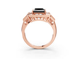 Rose gold Milgrain Fancy Black Princess Cut Diamond Halo Split Shank Ring_3