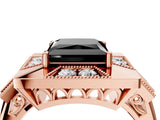 Rose gold Milgrain Fancy Black Princess Cut Diamond Halo Split Shank Ring_4
