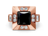Rose gold Milgrain Fancy Black Princess Cut Diamond Halo Split Shank Ring_6