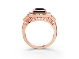 Rose gold Milgrain Fancy Black Princess Cut Diamond Halo Split Shank Ring_9