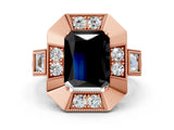 Rose gold Milgrain Fancy Black Radiant Cut Diamond Halo Split Shank Ring